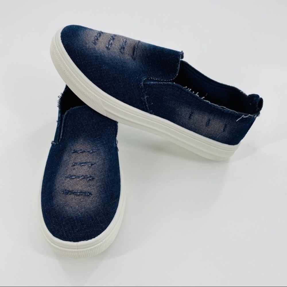 Slip On Blue Jean Distressed Sneakers - Picture 2 of 5